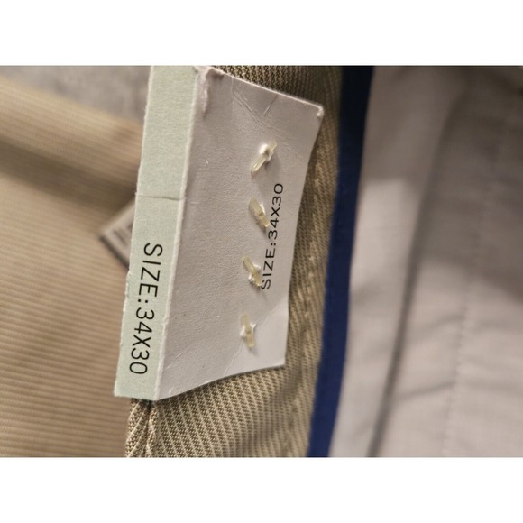 Kenneth Cole Reaction Twill Pants Chino Mens 34x30 Silk Blend Sand Pinstripe NEW - Picture 12 of 15